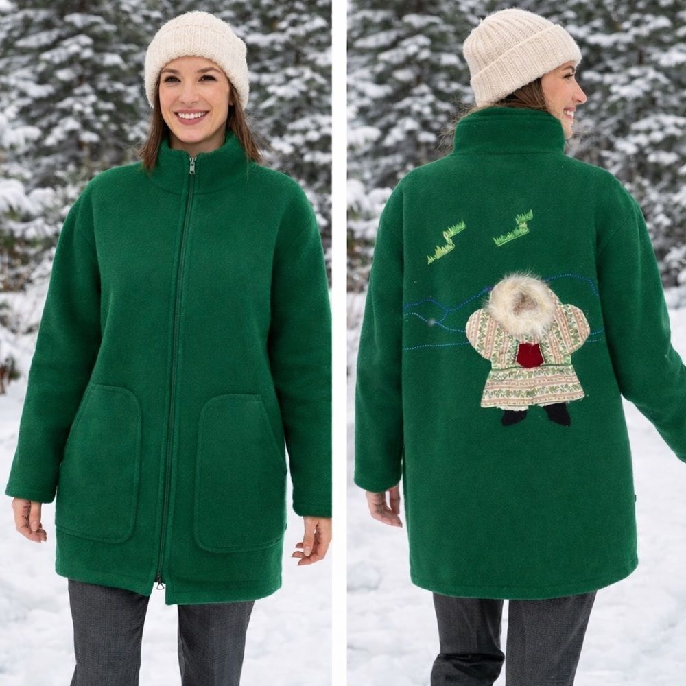 Vintage Original Yukon Parka 100% Wool Handcrafted Appliqué Genuine Fur